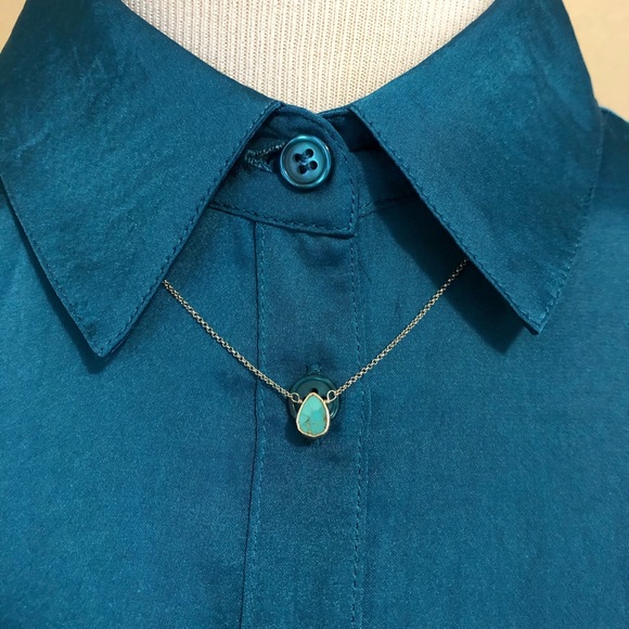 Soft Surroundings Teal Embroidered Top,Size-XSP(?S - Picture 8 of 8